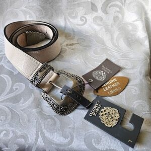 NWT Vince Camuto Beige Leather Western Style Belt